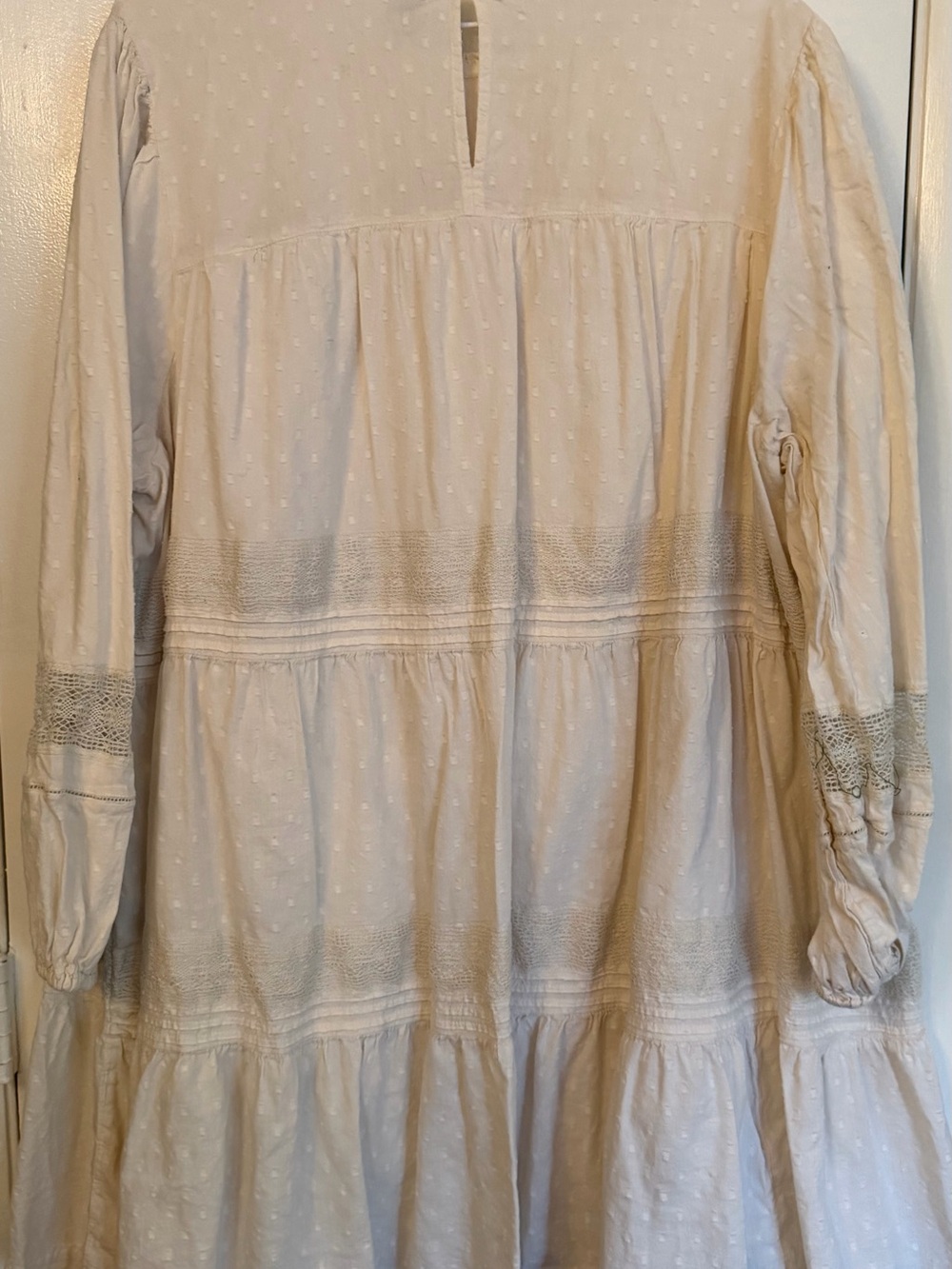 Old Navy Cream Pintuck Clip-Dot Mini Swing Dress Boho Cottagecore - Size 3X - Picture 2 of 5